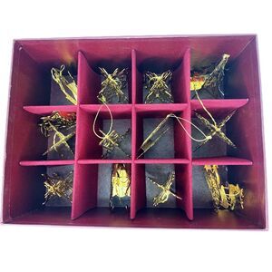 Vtg 1984 Danbury Mint Gold Christmas Ornament Collection w Box Complete Set 12
